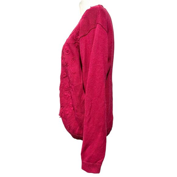 Christina Vintage Women’s Sweater Cardigan. White Tufted Boucle Design Sz L - Picture 4 of 9